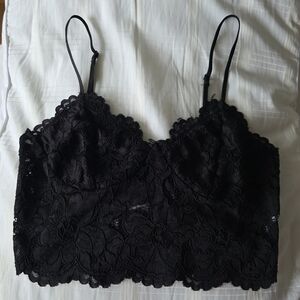 Zara Black Lace Longline Bralette